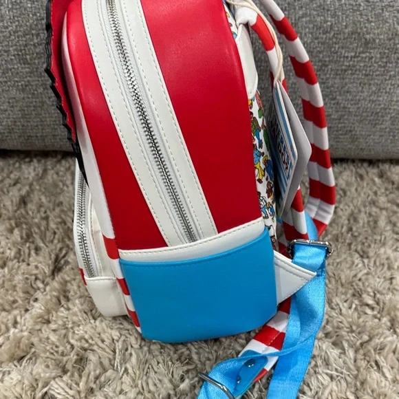 Loungefly Where's Waldo Red, White, and Blue Kids Backpack